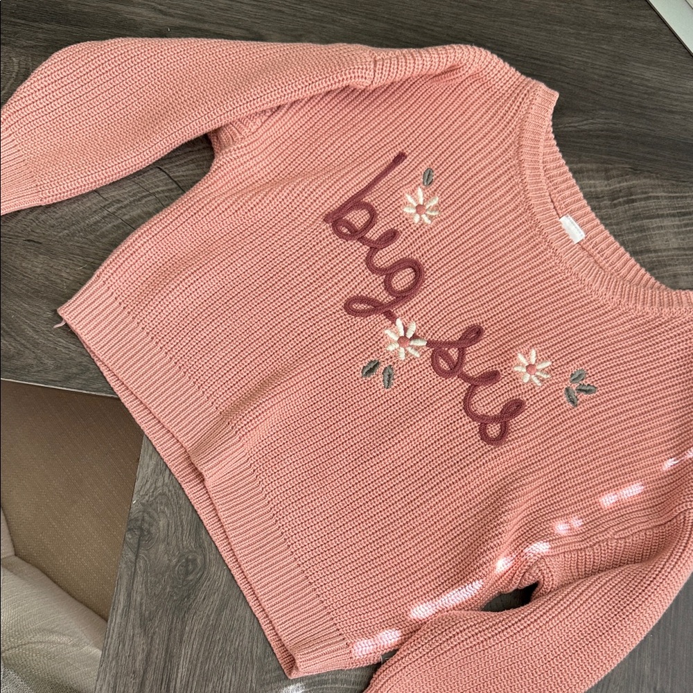 Pink 'Big Sis' Kids Sweater
